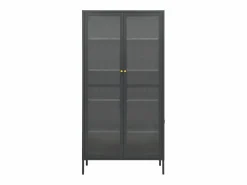 vidaxl Vitrina de acero y vidrio templado 90x40x180 cm