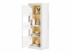 Merax Vitrina de alto brillo - 61 x 42 x 162 cm - con LEDs + 1 estante de cristal - aglomerado -