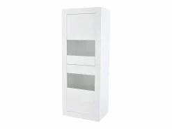 Merax Vitrina de alto brillo - 61 x 42 x 162 cm - con LEDs + 1 estante de cristal - aglomerado -