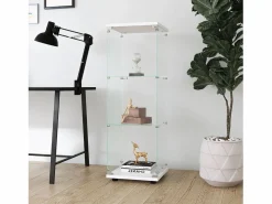 Hot Vitrina de cristal 42×36×125cm GARHELPER - 3 estantes - 1 puerta - Cristal templado - Vitrina