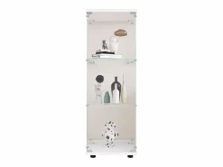 Hot Vitrina de cristal 42×36×125cm GARHELPER - 3 estantes - 1 puerta - Cristal templado - Vitrina