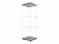 Vitrina de cristal 42×36×125cm GARHELPER - 3 estantes - 1 puerta - Cristal templado - Luz LED - Blanco