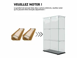 Vitrina de cristal con 4 estantes y puerta doble, vitrina para sala de estar