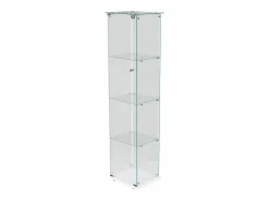 Clearance Vitrina de cristal con 4 estantes e iluminación LED - 163 x 39 x 35 cm - Vitrina estrecha - Vitrina