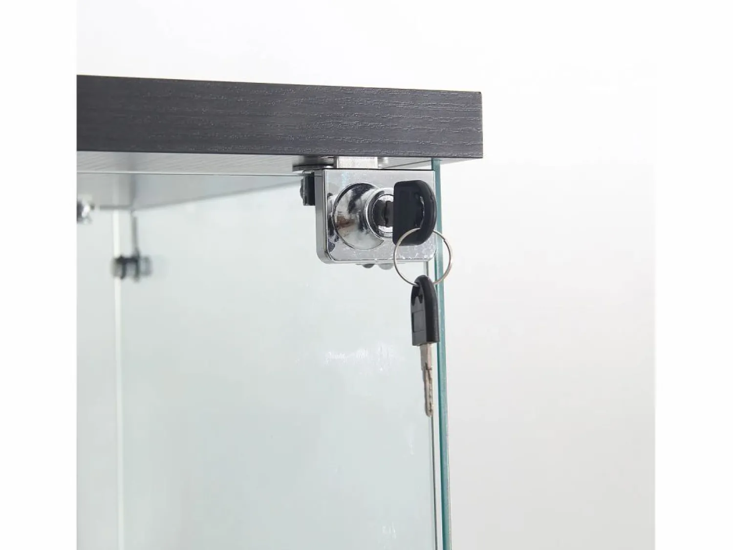 Vitrina de cristal con 3 estantes, luz LED y cerradura, color