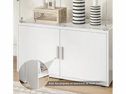 Online Vitrina de cristal de 3 estantes con gabinetes e iluminación LED – Diseño moderno Blanco