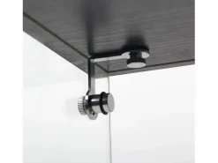 Outlet Vitrina de cristal de 3 estantes con puerta, estantería independiente para sala de estar, dormitorio y oficina, 42 x 36 x 125 cm, color Negro