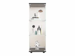 Outlet Vitrina de cristal de 3 estantes con puerta, estantería independiente para sala de estar, dormitorio y oficina, 42 x 36 x 125 cm, color Negro