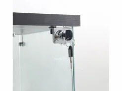 New Vitrina de cristal de pie, 125 cm, con iluminación LED, cerradura, 1 puerta, 3 estantes, transparente, color Vitrina