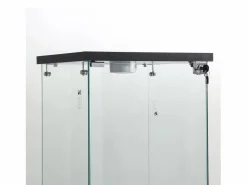New Vitrina de cristal de pie, 125 cm, con iluminación LED, cerradura, 1 puerta, 3 estantes, transparente, color Vitrina