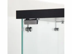 New Vitrina de cristal de pie, 125 cm, con iluminación LED, cerradura, 1 puerta, 3 estantes, transparente, color Vitrina