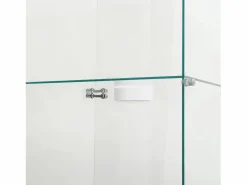 New Vitrina de cristal de pie, 125 cm, con iluminación LED, cerradura, 1 puerta, 3 estantes, transparente, color Vitrina