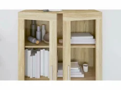 Discount vidaxl Vitrina de madera contrachapada color roble 82,5x30,5x115 cm Marru00f3n