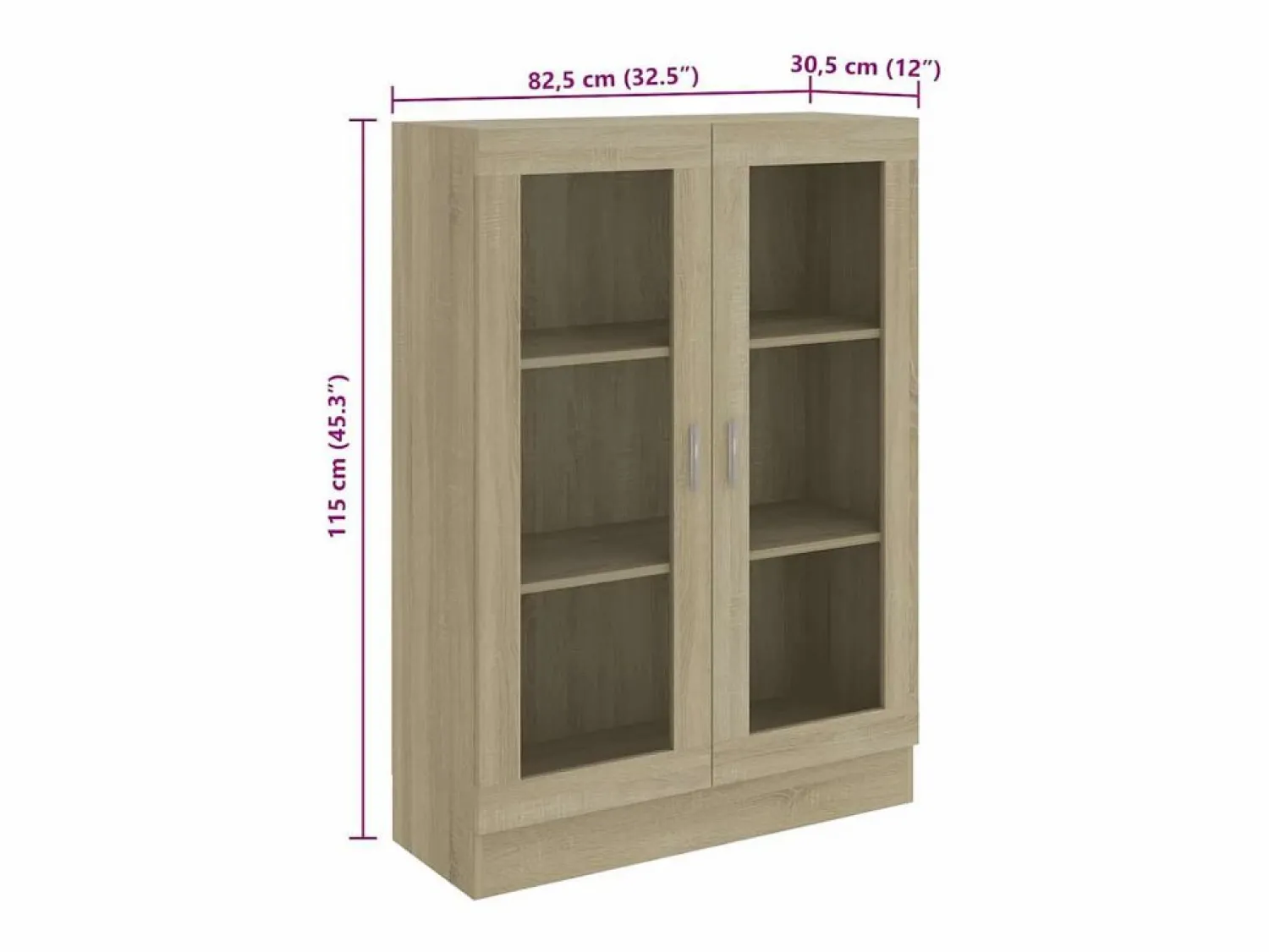 Discount vidaxl Vitrina de madera contrachapada color roble 82,5x30,5x115 cm Marru00f3n