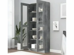 Clicnbuy Vitrina de madera contrachapada sonoma 82,5x30,5x185,5 cm