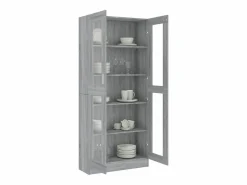 Clicnbuy Vitrina de madera contrachapada sonoma 82,5x30,5x185,5 cm