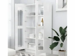 Vitrina de madera contrachapada brillo 82,5x30,5x150 cm Vitrina