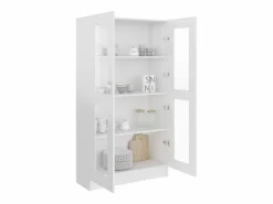 Vitrina de madera contrachapada brillo 82,5x30,5x150 cm Vitrina