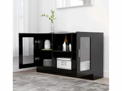 Best Vitrina de madera contrachapada 120x30,5x70 cm ES904203 Negro