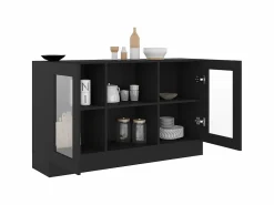 Best Vitrina de madera contrachapada 120x30,5x70 cm ES904203 Negro