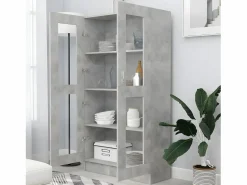 New Clicnbuy Vitrina de madera contrachapada hormigón 82,5x30,5x150cm Gris