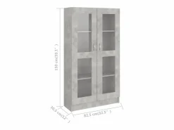 New Clicnbuy Vitrina de madera contrachapada hormigón 82,5x30,5x150cm Gris