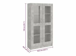 Outlet Vitrina de madera contrachapada hormigón 82,5x30,5x150cm Vitrina