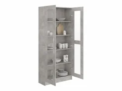New Clicnbuy Vitrina de madera contrachapada hormigón 82,5x30,5x185,5cm Gris