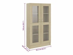 Discount Vitrina de madera contrachapada color roble 82,5x30,5x150 cm Vitrina