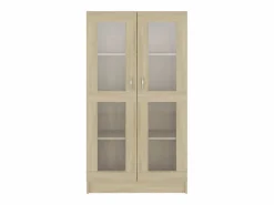 Clicnbuy Vitrina de madera contrachapada color roble 82,5x30,5x150 cm Marru00f3n