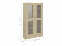 Clicnbuy Vitrina de madera contrachapada color roble 82,5x30,5x150 cm Marru00f3n
