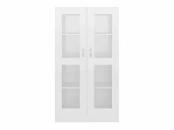 Online vidaxl Vitrina de madera ingeniería brillo 82,5x30,5x150 cm Blanco