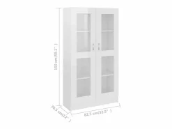 Online vidaxl Vitrina de madera ingeniería brillo 82,5x30,5x150 cm Blanco