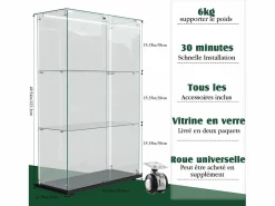 Best Vitrina de salón con 4 estantes y puertas dobles – Muebles de salón elegantes Negro