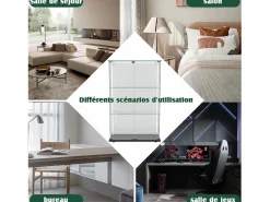 Best Vitrina de salón con 4 estantes y puertas dobles – Muebles de salón elegantes Negro