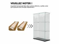Best Vitrina de salón con 4 estantes y puertas dobles – Muebles de salón elegantes Negro