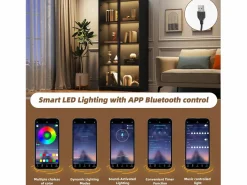 ModernLuxe Vitrina de vidrio 160x40x160 cm - con LEDs - almacenamiento de 4 puertas con estantes móviles - aglomerado -