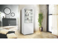 Vitrina Granada, Armario Vitrina Made in Germany con Puerta de Cristal e Inserto de Cristal, mate/ mate (50 x 122,5 x 34,5 cm)