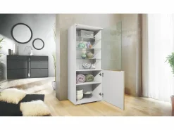 Vitrina Granada, Armario Vitrina Made in Germany con Puerta de Cristal e Inserto de Cristal, mate/ mate (50 x 122,5 x 34,5 cm)