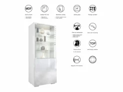 Vitrina Granada, Armario Vitrina Made in Germany con Puerta de Cristal e Inserto de Cristal, mate/ mate (50 x 122,5 x 34,5 cm)