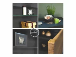 New Vitrina Granada de Vladon, Armario Vitrina Made in Germany con Puerta de Cristal e Inserto de Cristal incl. LED, antracita mate/ mate (50 x 122,5 x 34,5 cm) Negro