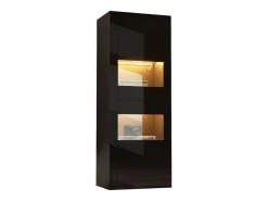 Discount Vitrina lacada con LEDs + 1 estante de cristal + puerta - 61 x 42 x 162 cm - aglomerado - Vitrina