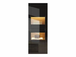 Discount Vitrina lacada con LEDs + 1 estante de cristal + puerta - 61 x 42 x 162 cm - aglomerado - Vitrina