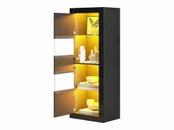 Discount Vitrina lacada con LEDs + 1 estante de cristal + puerta - 61 x 42 x 162 cm - aglomerado - Vitrina