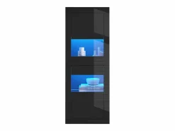 Discount Vitrina lacada con LEDs + 1 estante de cristal + puerta - 61 x 42 x 162 cm - aglomerado - Vitrina