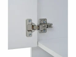 Discount OKWISH Vitrina LED con 1 cajón de almacenamiento, 4 puertas y estantes de cristal - blanca Blanco