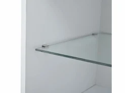 Discount OKWISH Vitrina LED con 1 cajón de almacenamiento, 4 puertas y estantes de cristal - blanca Blanco