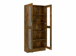 Hot Vitrina madera contrachapada roble ahumado 82,5x30,5x185,5 cm ES376461 Marru00f3n