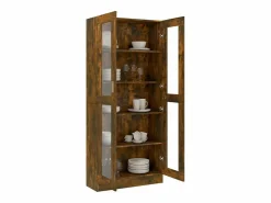 New Vitrina madera contrachapada roble ahumado 82,5x30,5x185 cm Vitrina
