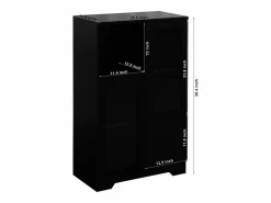 Vitrina negra - Mueble de comedor con 2 puertas y 1 cajón - almacenaje abierto - para dormitorio y salón